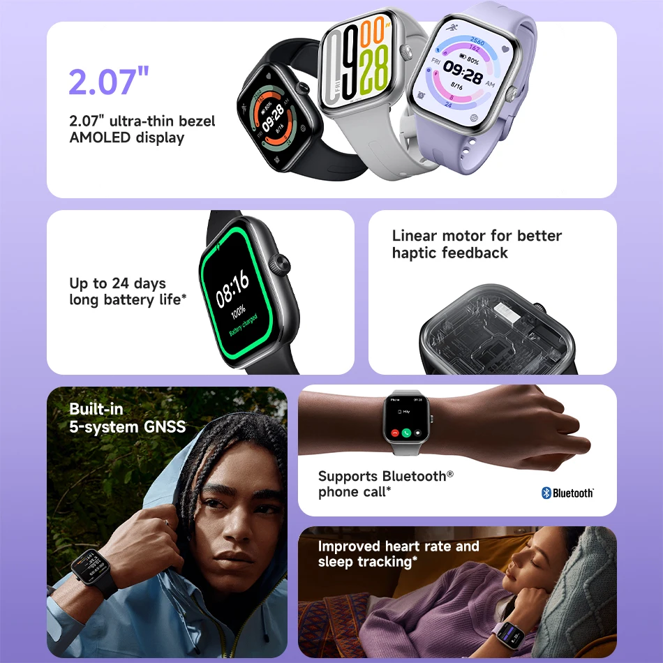 Xiaomi Redmi Watch 5 Global Version 2.07" 60Hz AMOLED Screen Built-in GNSS Bluetooth Call 150+ Sports Modes 24 Days Battery Life image 2