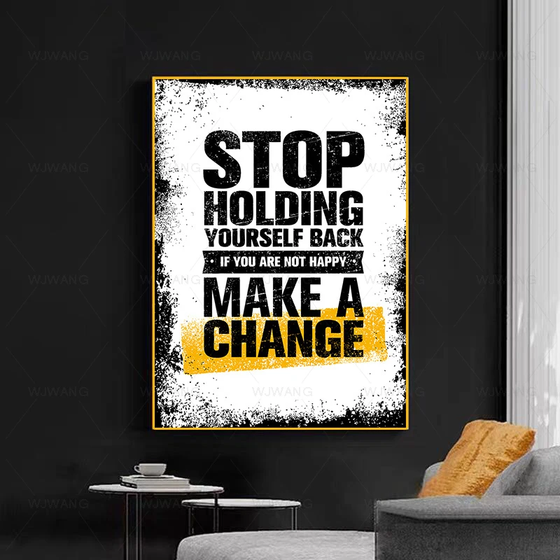 

Modern Art Inspirational Text letter Motivational Poster Print Wall Art Canvas Painting Mural Picture for Living Room Home Decor