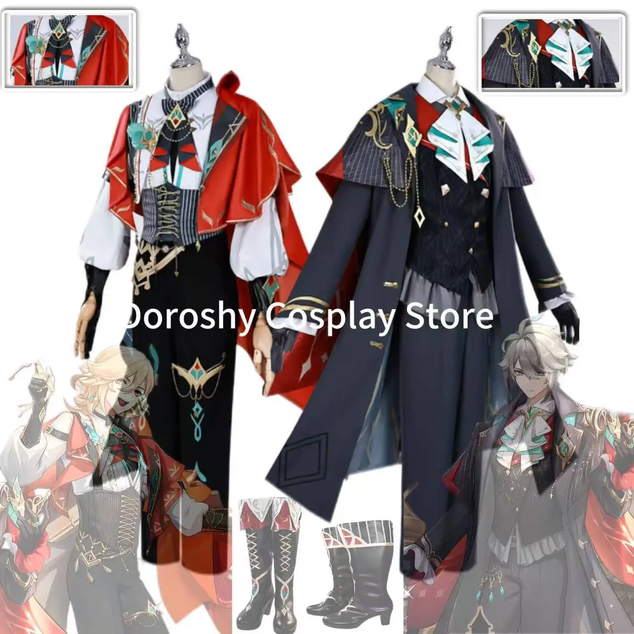 

Игра Genshin Elhassen Косплей Костюм Impact KFC Linkage Cavay Костюм Униформа Парик Обувь Реквизит Мужской Хэллоуин Вечеринка Индивидуальные