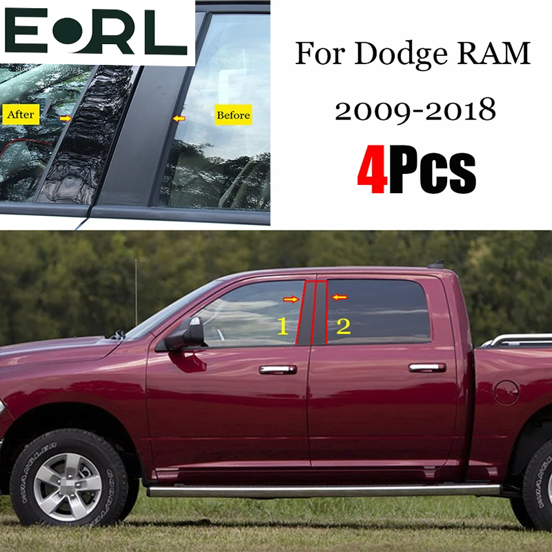 

New Arrival Hot 4PCS Polished Pillar Posts Fit For Dodge RAM 2009-2018 Window Trim Cover BC Column Sticker