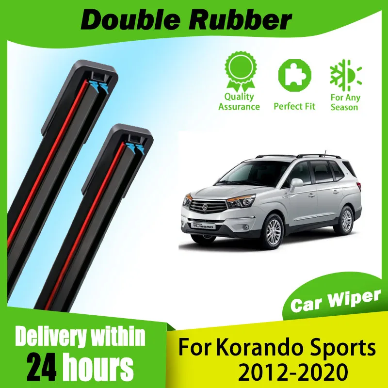 2pcs Front Window Windshield Wiper Blades For Ssangyong Korando Sports 2012-2020 22"+19" Rubber Brushes Auto Parts Accessories