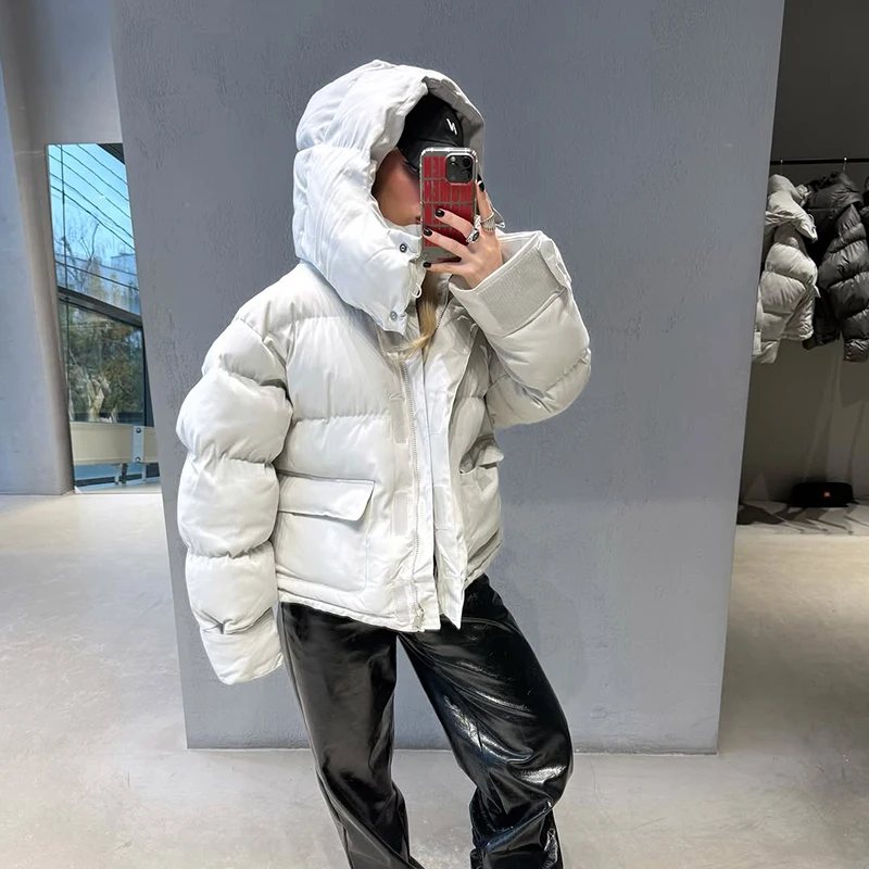 All-Matched Solid Women's Cotton Coat Hooded Zipper Full Sleeves Thicken Casual Jacket 2026 Autumn Winter Lady Fashion Tops