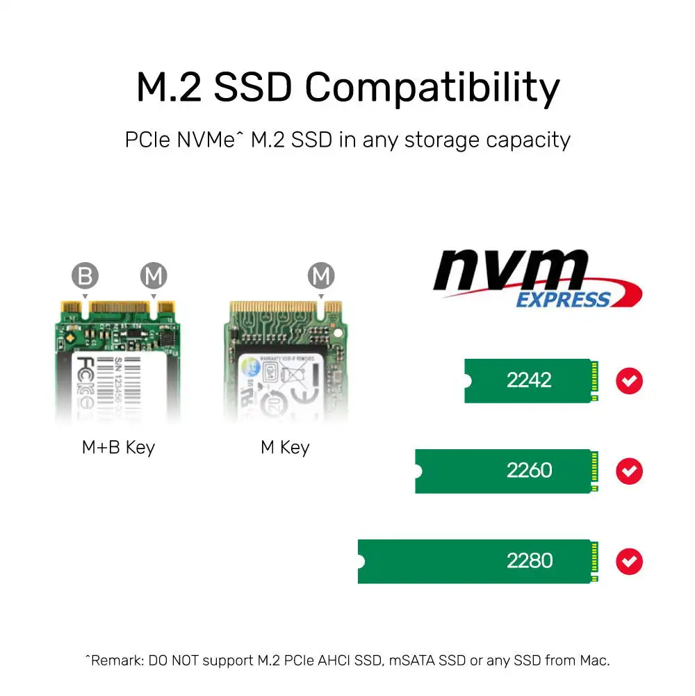 UNITEK Dual Bay M2 SSD Case NVMe Enclosure M.2 to USB Type C 3.2 SSD Adapter for NVME PCIe SATA M/B Key SSD Disk Box M.2 Case