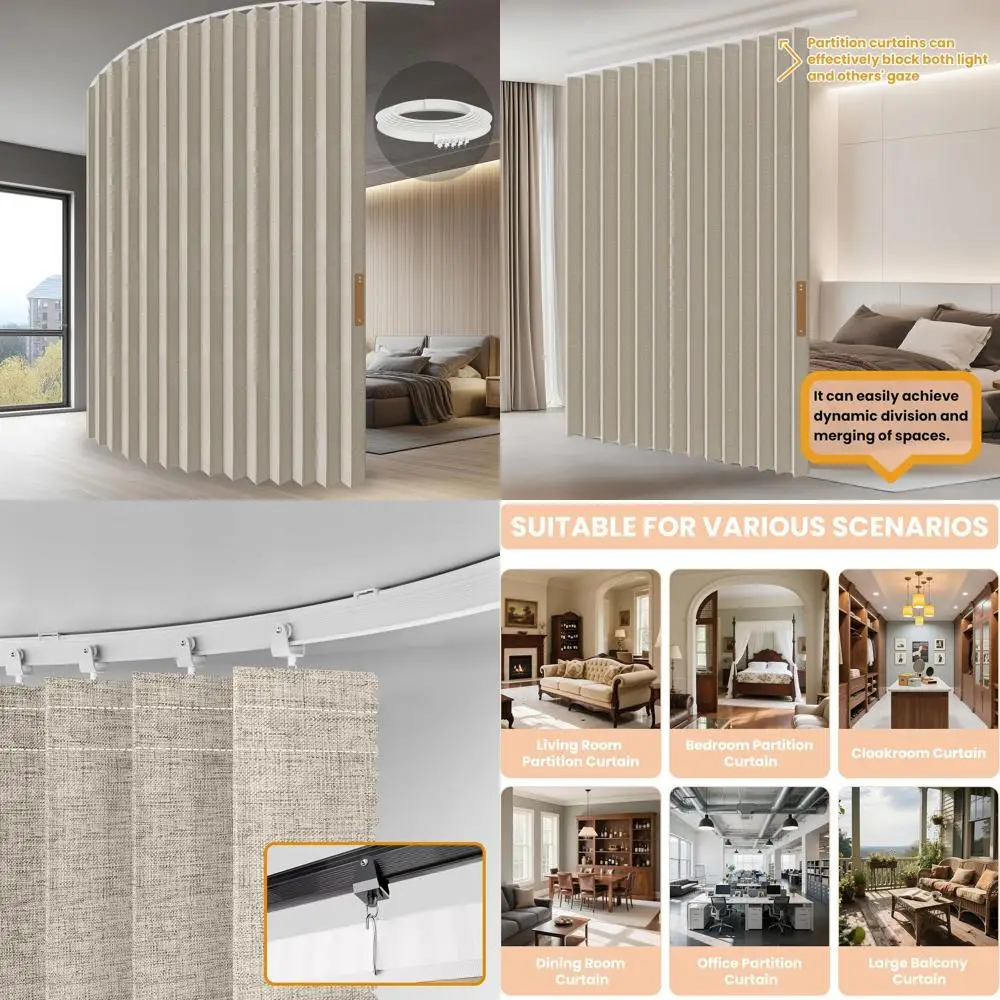 

Компактный перегородка для гармошки в кремовом цвете, потолочная направляющая, установка без инструментов, 100 Ш x 84 Вт