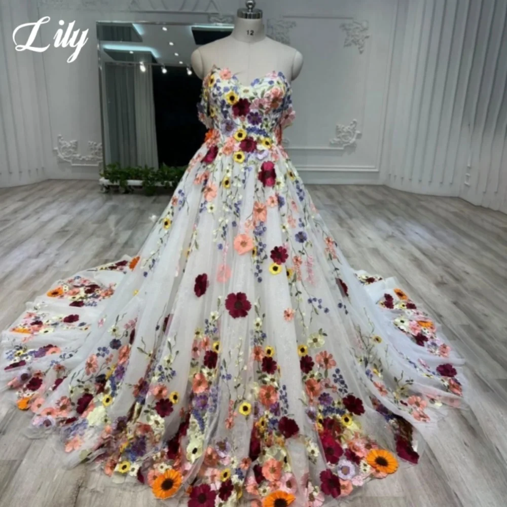 فساتين حفلة موسيقية أنيقة على الطراز الرعوي من Lily على شكل قلب بدون ظهر مزينة بفساتين سهرة على شكل حرف a فستان رسمي مخصص