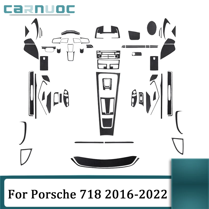 

Черные наклейки из углеродного волокна для Porsche 718, 2016, 2017, 2018, 2019, 2020, 2021, 2022, аксессуары для украшения салона автомобиля