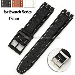 17mm Genuine Leather Watch Strap for Swatch Series Wrist Band Replacement Bracelet Men Women Waterproof Sport Watch Band Replace