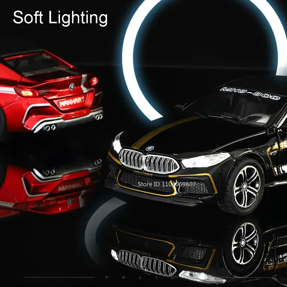 1:32 Scale BMW M8 MANHART Toy Car Model Metal Diecast Doors Opened Pull Back Simulation Vehicle Models Decoration Kids Gift BoyF