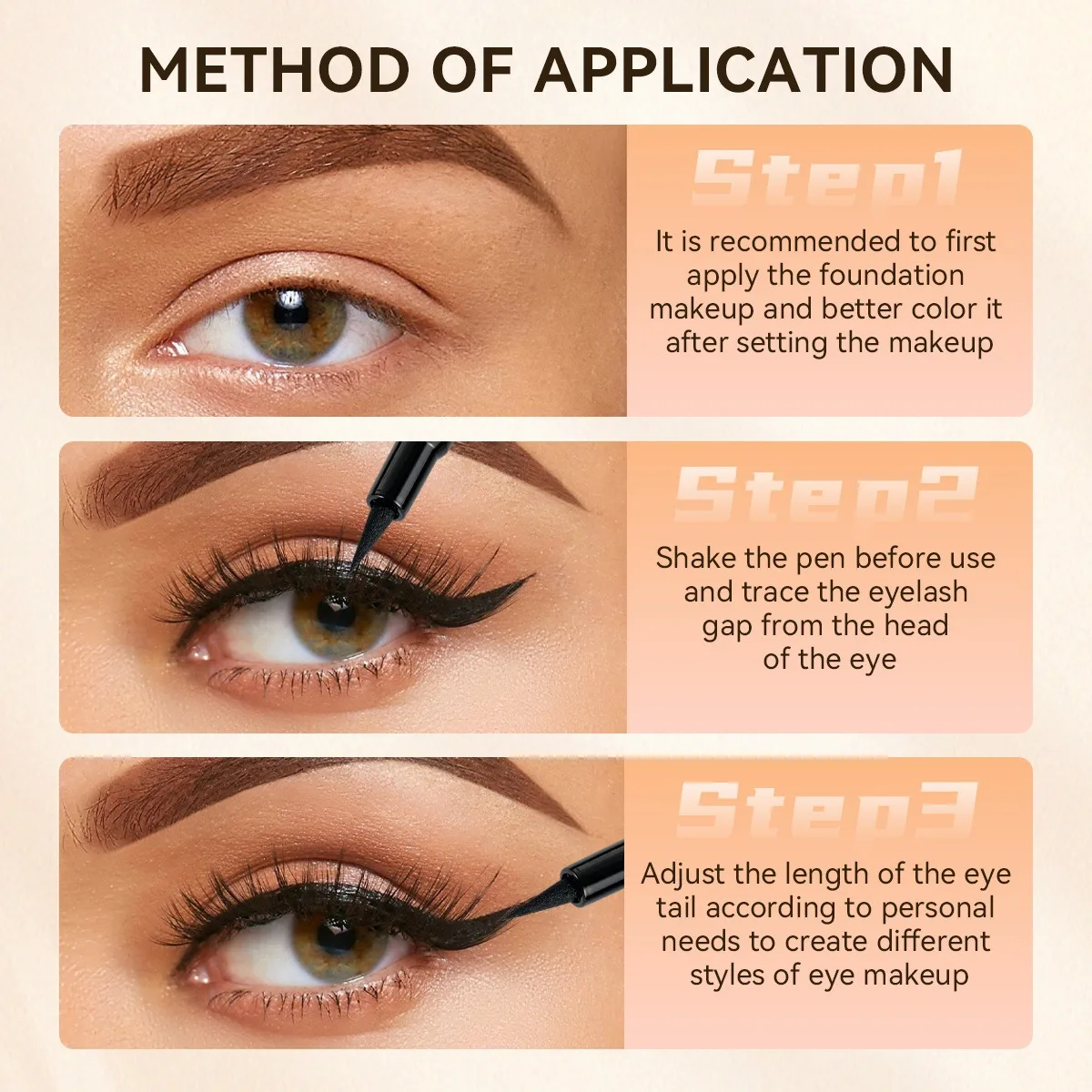 1/2 카운트 방수 만화 고양이 발 블랙 아이 라이너 액체 펜 매트 부드럽고 빠른 건조 화장품 오래 지속되는 땀 방지 아름다움