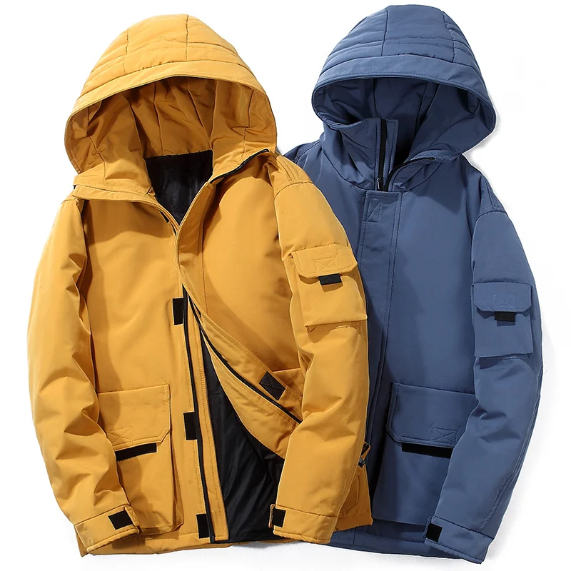 

New Men Down Jacket 2022 Winter Thicken Hooded Parka Outerwear Casual Warm Windproof White Duck Puffer Jackets Men Overcoats