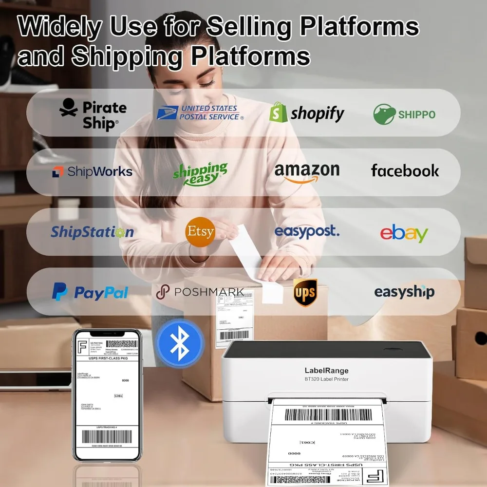 الأفضل - طابعة ملصقات التجارة الإلكترونية 4x6، طابعة ملصقات الشحن الحراري بلوتوث، متوافقة مع Android وiOS و #4