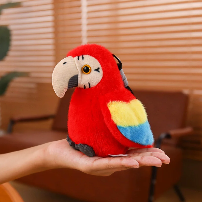 Cute Parrot Plush Keychain Colorful Macaw Bird Stuffed Toy Pendant with Strap Handbag Backpack Charm Animal Lover Gift