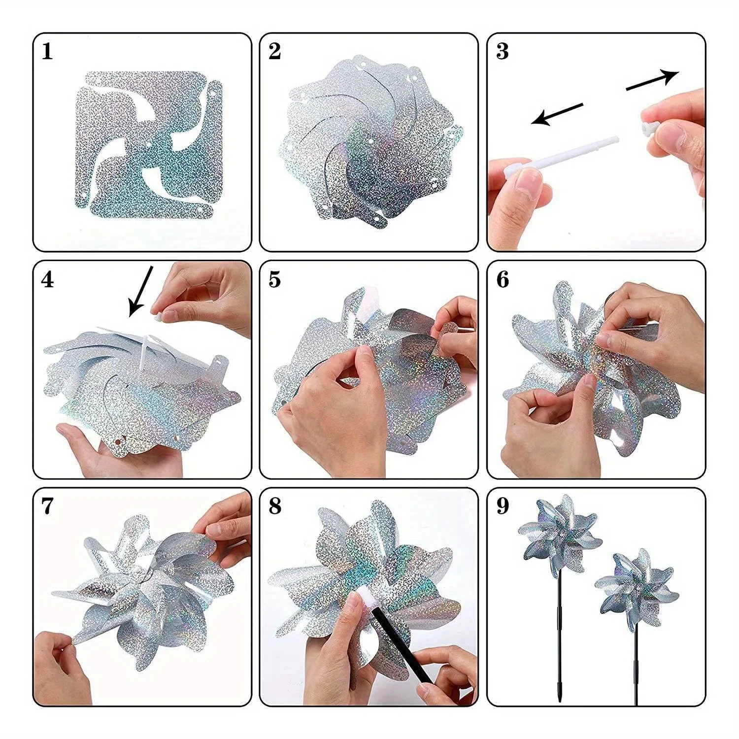 

6 шт. блестящая ветряная мельница для сада, защита птиц для дворов, ферм и балконов, для овощных садов и на открытом воздухе