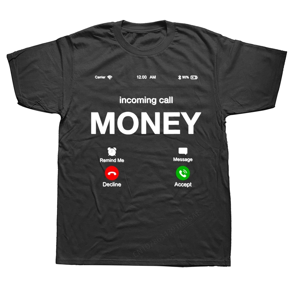 Funny Incoming Call Money Is Calling Illustration Graphic Tshirt Men Women's Casual Oversized T-shirts Cotton T Shirt