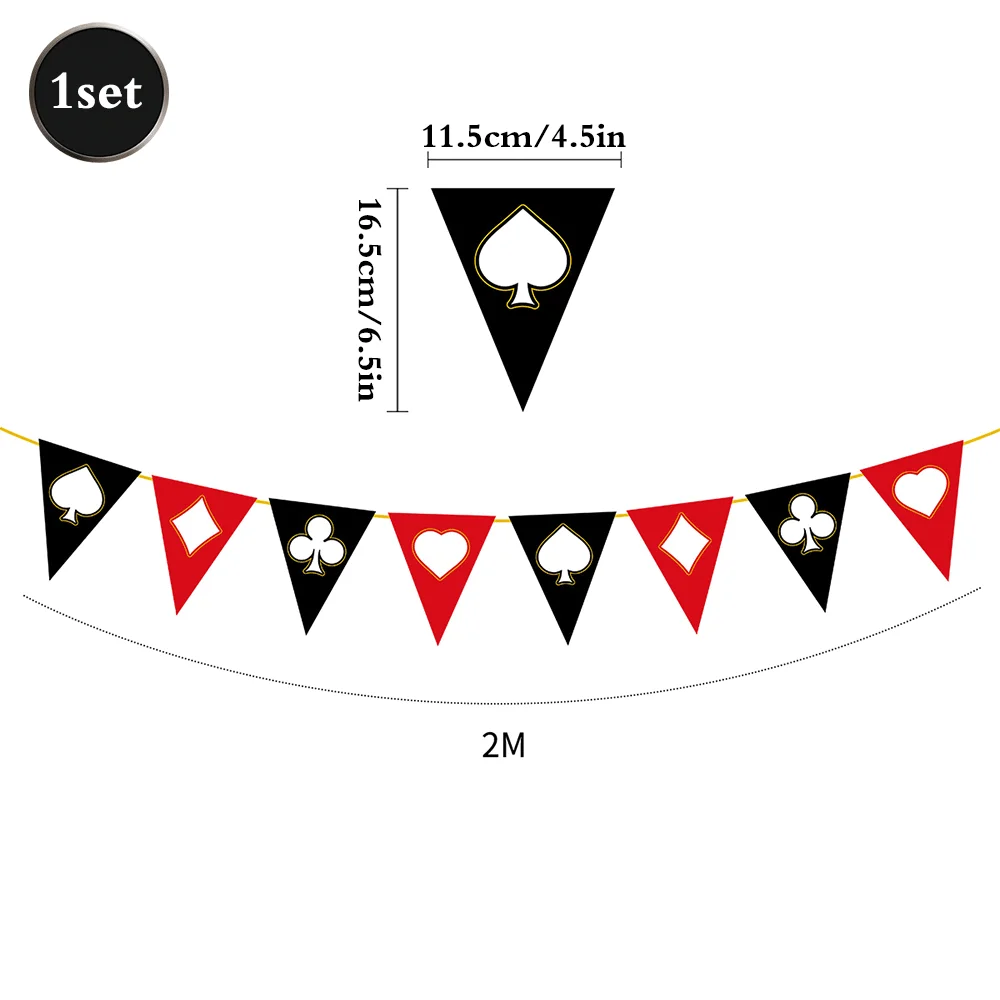 Casino Poker Karte Party Dekorationen Teller Tassen Servietten Happy Sign Banner Tischdecke Luftballons Las Vegas Geburtstag Party Supplies – Detail 6