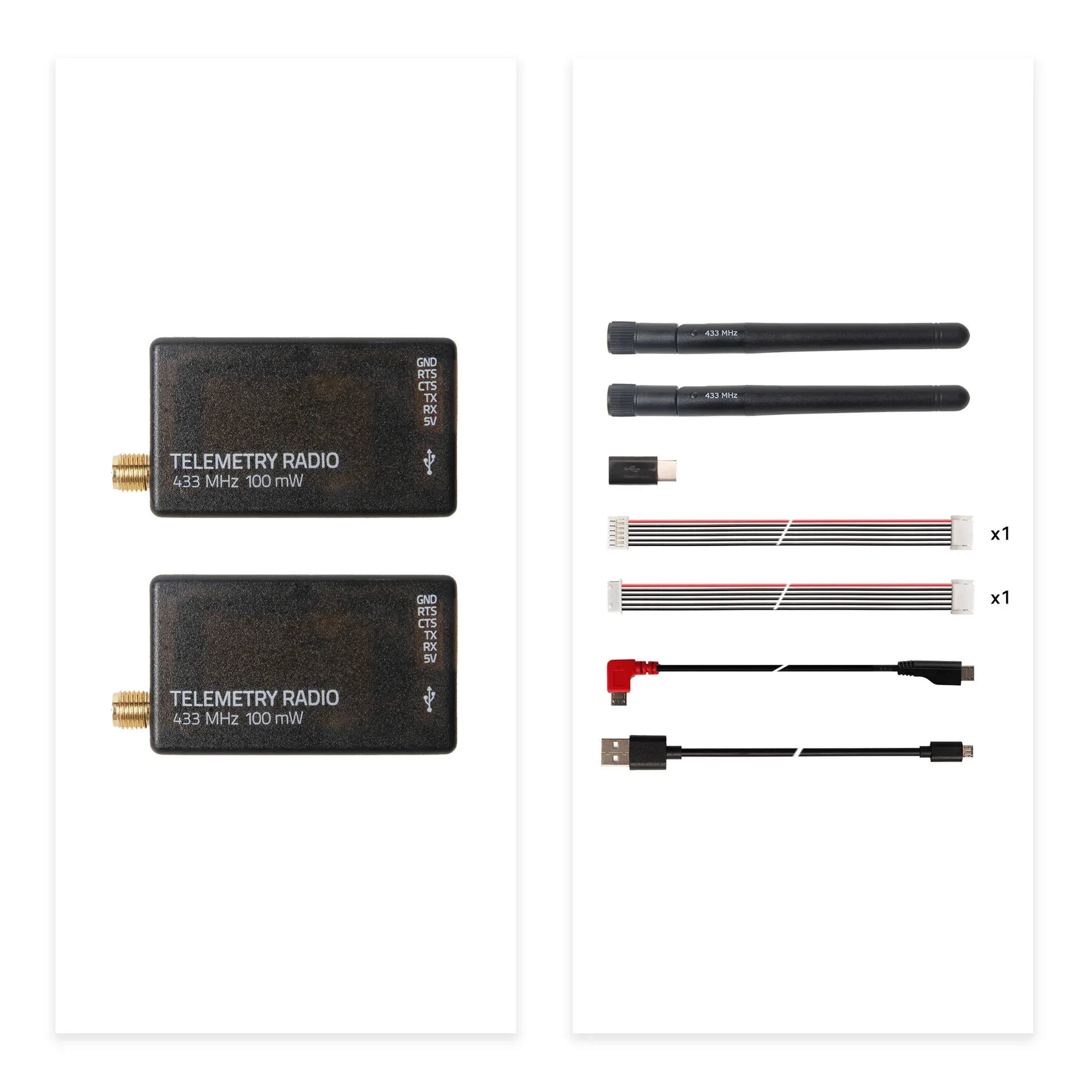 

Holybro SiK Telemetry Radio V3 100mW 433MH 915MHz Open-source SiK firmware Plug-n-play for Pixhawk Standard Flight Controllers