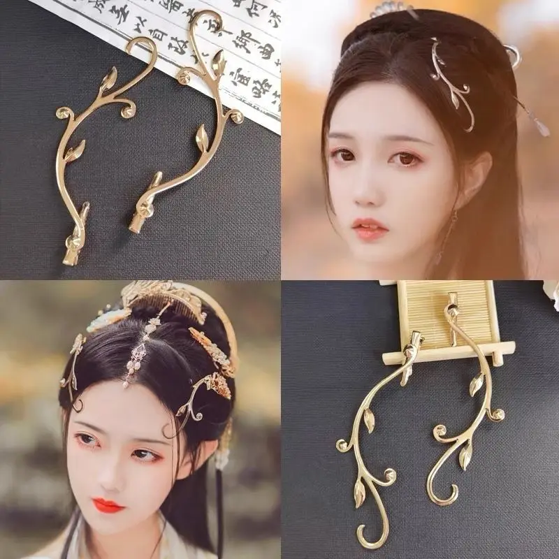 Unisex Leaf Style Hair Clip Accessories Antique Headdress Headwear Decor Studio Photography Antique Gold Hair Accessories