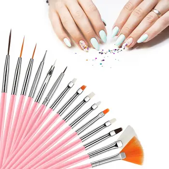 15Pcs Nail Art Brush Set Multifunctional Liner Brushes Detailing Brushes and Cleaning…