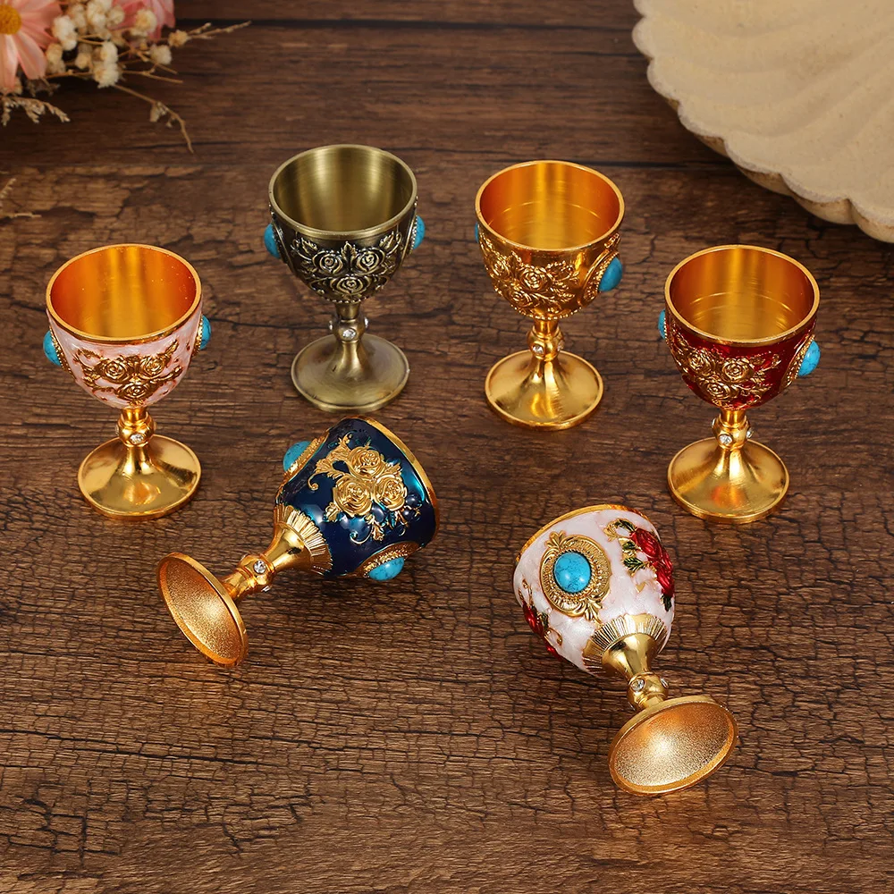 Vintage Chalice Medieval Goblet, Brass Royal Wine Glass Cups Medieval for Gifts Novelty Ceremonial Catholic Church Baptism Holy
