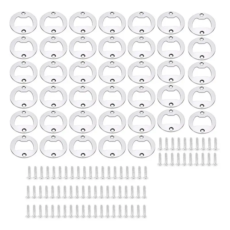 ABFW 40Pcs Bottle Opener Part with Screws, Round Beer Opener, Insert Beer Bottle Opener for Bar, Restaurant and Family