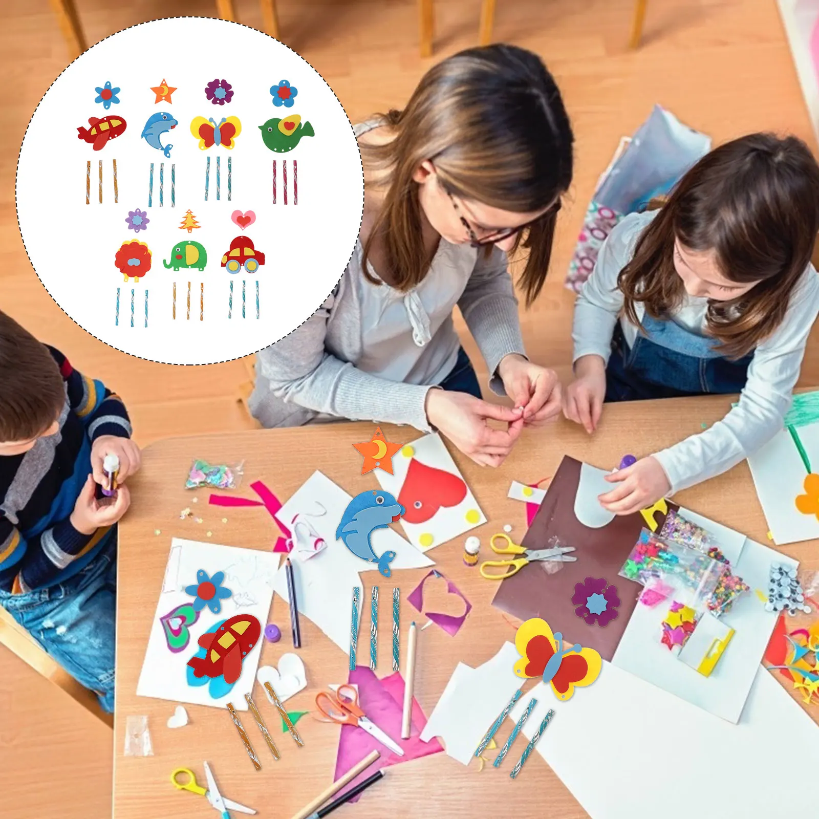 

7 set Wind Chime Material Package Kids DIY Toy Eva Foam Kit Child Craft Kindergarten Toddler Gift Educational Activities