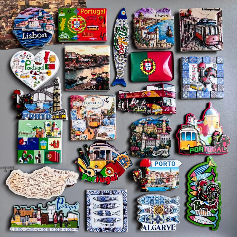Aimants de réfrigérateur Portugal : Trams de Lisbonne, Souvenir Touristique, Vin Rouge de Porto, Coq Portugais, Madeira, Sintra, Algarve, Autocollant Magnétique