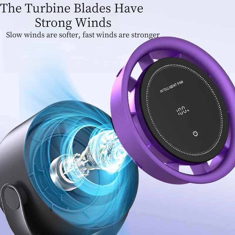 سطح المكتب عالية السرعة مروحة قابلة للشحن هادئة الخالية من الشفرة الجدار الشنق اللمس التبديل مروحة 4000MA اللاسلكية الجدول التهوية مبرد الهواء