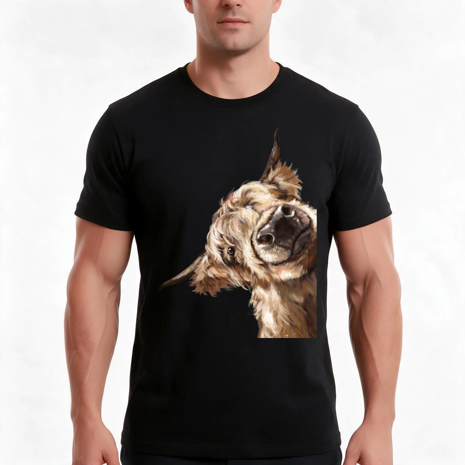 Sneaky Highland Cow T-Shirt, Summer Casual Cotton Tee, Oversized Streetwear Tops, Vintage Graphic Print, Loose Fit Short Sleeve