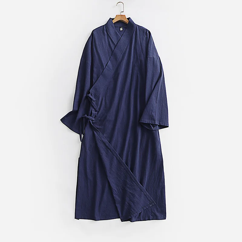 

150 Kg Men Women Wudang Uniform Long Sleeve Oblique Breasted Tai Chi Four Season Robe Orient Tied Cotton Linen Gown Hanfu TP093