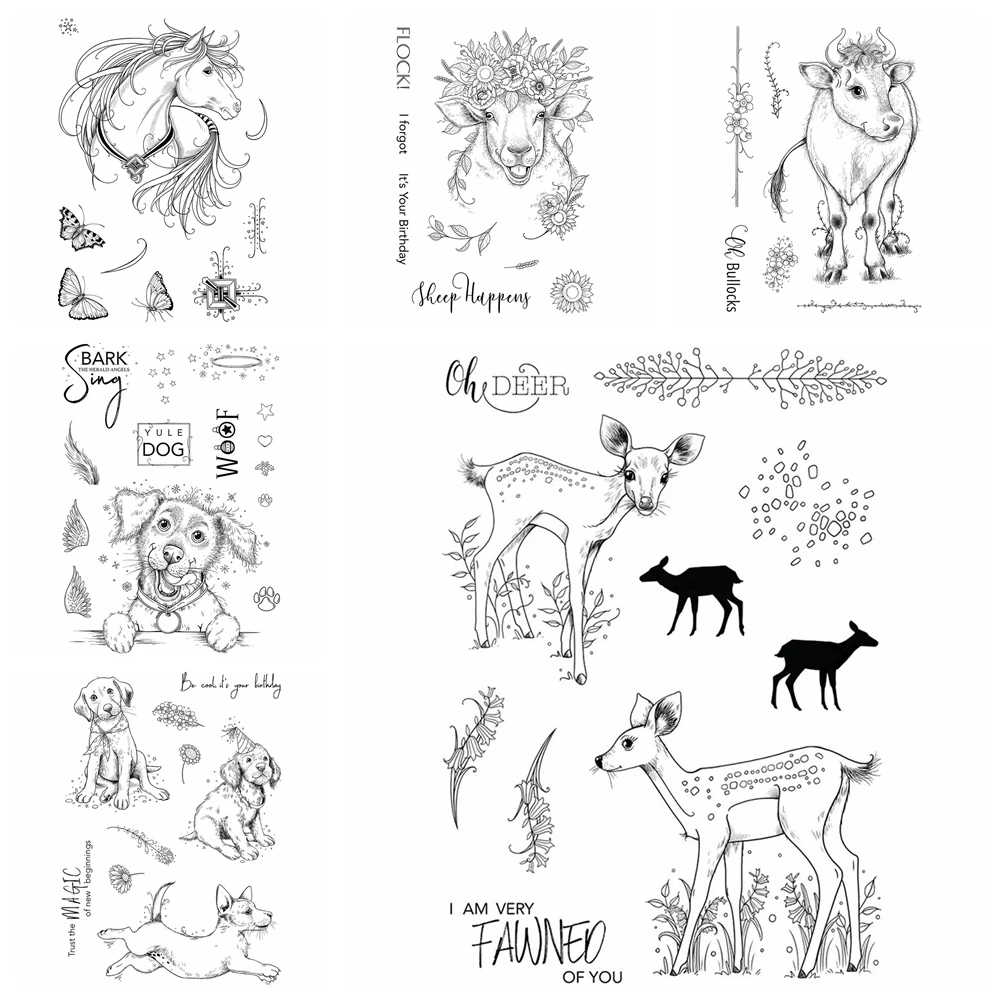 Clear Silicone Stamps Dog Reindeer Unicorn Flock Silicone Stamps for DIY Scrapbooking Paper Card Album Craft Stamps 2024 New