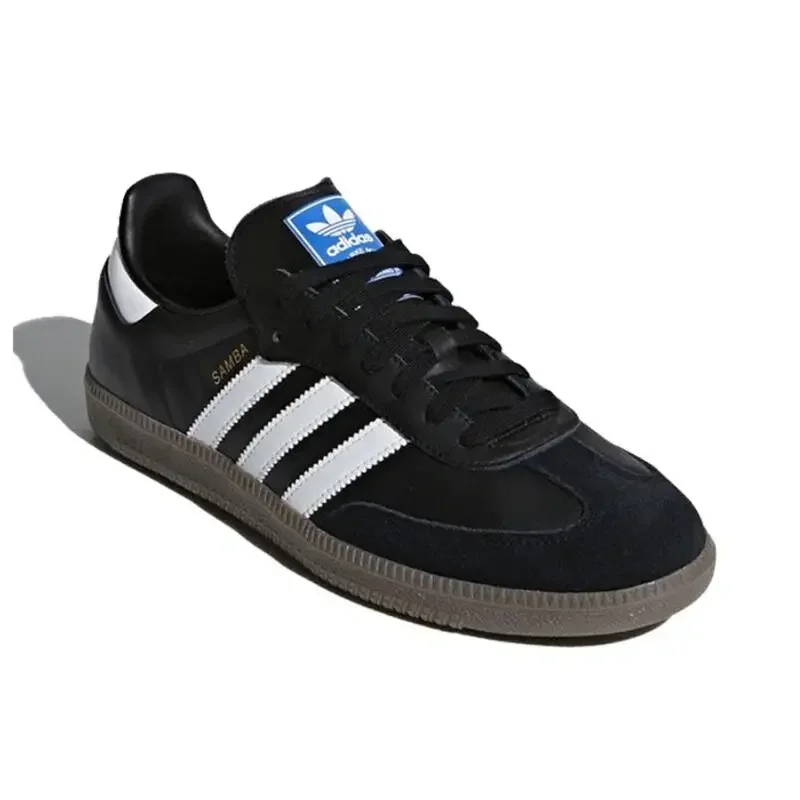 Adidas Originals Samba OG Unisex สีดําสีขาวแฟชั่นคลาสสิกรองเท้ากันลื่นสําหรับผู้ชายผู้หญิงการฝึกอบรมเยอรมัน