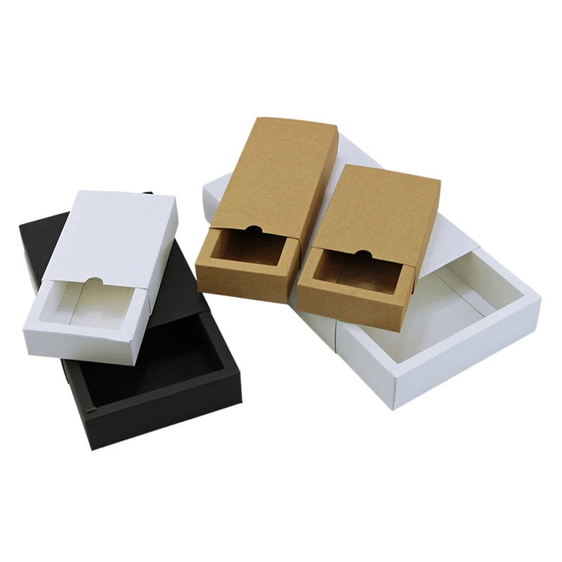 5pcs Kraft Paper Gift Packaging Box Cookie Candy Cake Boxes With Clear PVC Window Sock Underwear Box DIY Custom Print Logo Size