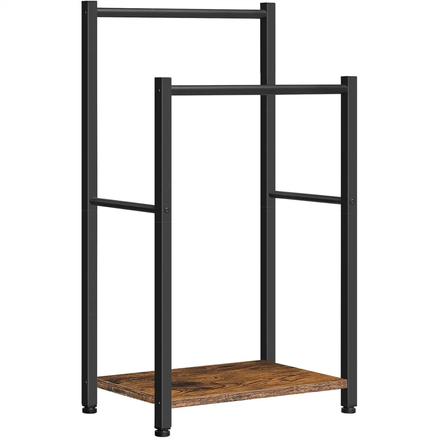 

Напольная вешалка для полотенец и одеял с 2-уровневой полкой, в деревенском стиле, коричнево-черная, для сушки и хранения