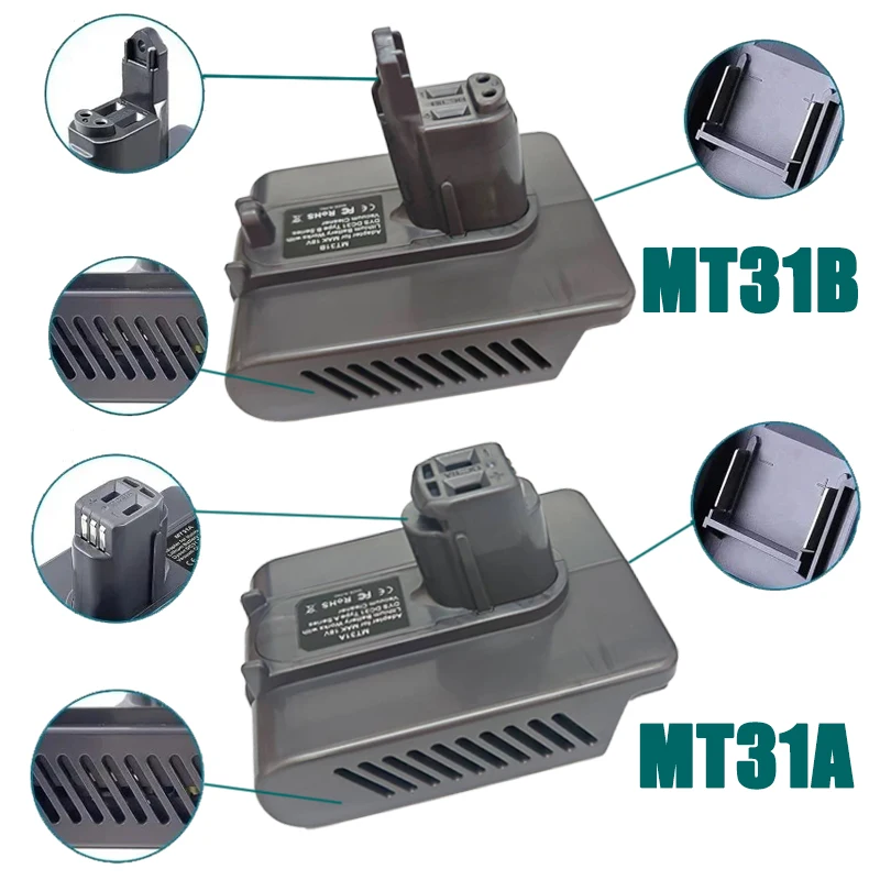 MT31A MT31B Battery Adapter Converter for Dyson TypeA&TypeB Series Handheld Vacuum Cleaners Compatible for Makita 18V Batteries