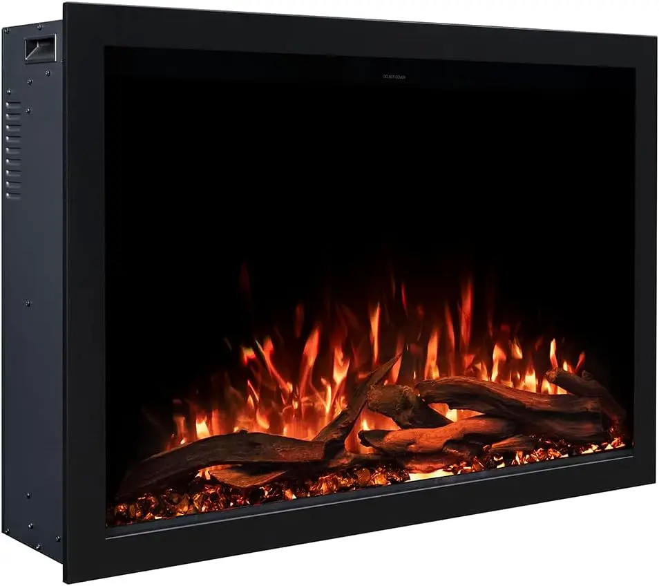 Modern Ember Highmark Traditional 38 Inch Built-In Smart Electric Fireplace Insert With Remote Control | Alexa And Google