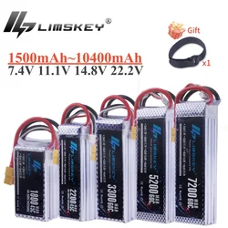 LIMSKEY Lipo Battery 2S 3S 4S 6S 1500mah 2200mah 3300mah 5200mah 7200mah 10400mah 4200mah 7.4V 11.1V 14.8V 22.2V T XT60 RC Parts