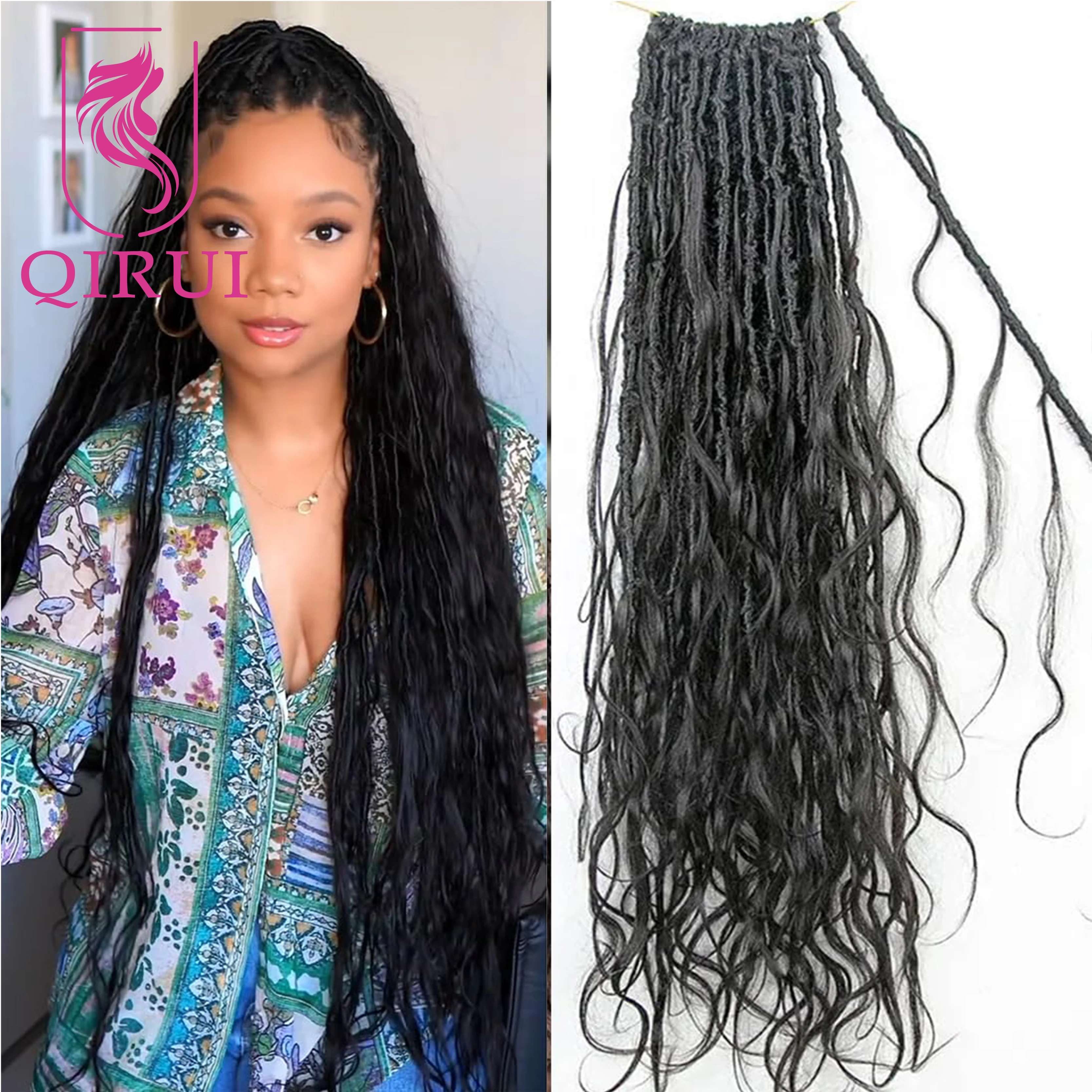 

Волнистые локоны в стиле бохо, связанные крючком, с натуральными волосами, предварительно связанные, без узлов, с эффектом объема по всей длине, для наращивания волос