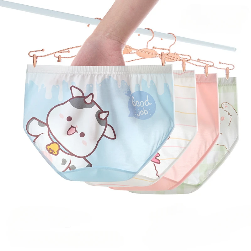 

Summer Thin Breathable Briefs for Girls Modal Antibacterial Panties 4PCS Cute Cartoon Print Knickers 2+y Young Child Underwears