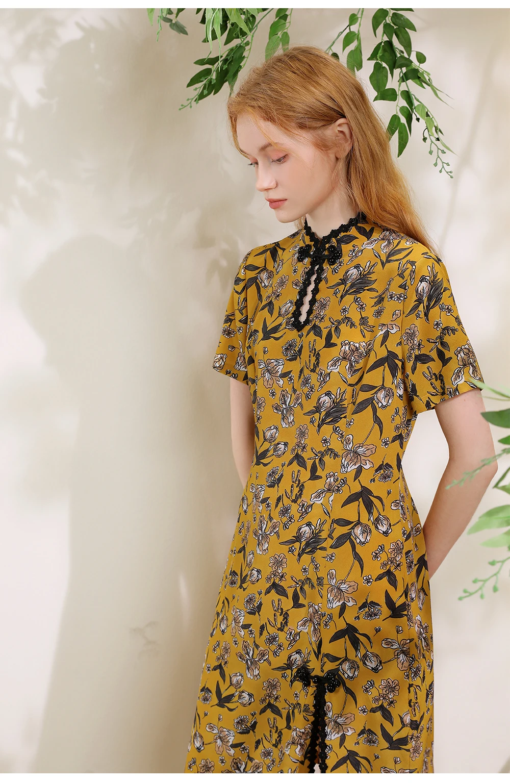 Vogelboom, 100% Echte Zijden Jurken, Vrouwen Korte Mouw Schuine Cutting, Chinese Vintage Cheongsam, 2024 Zomer Herfst Nieuwe D47143qm