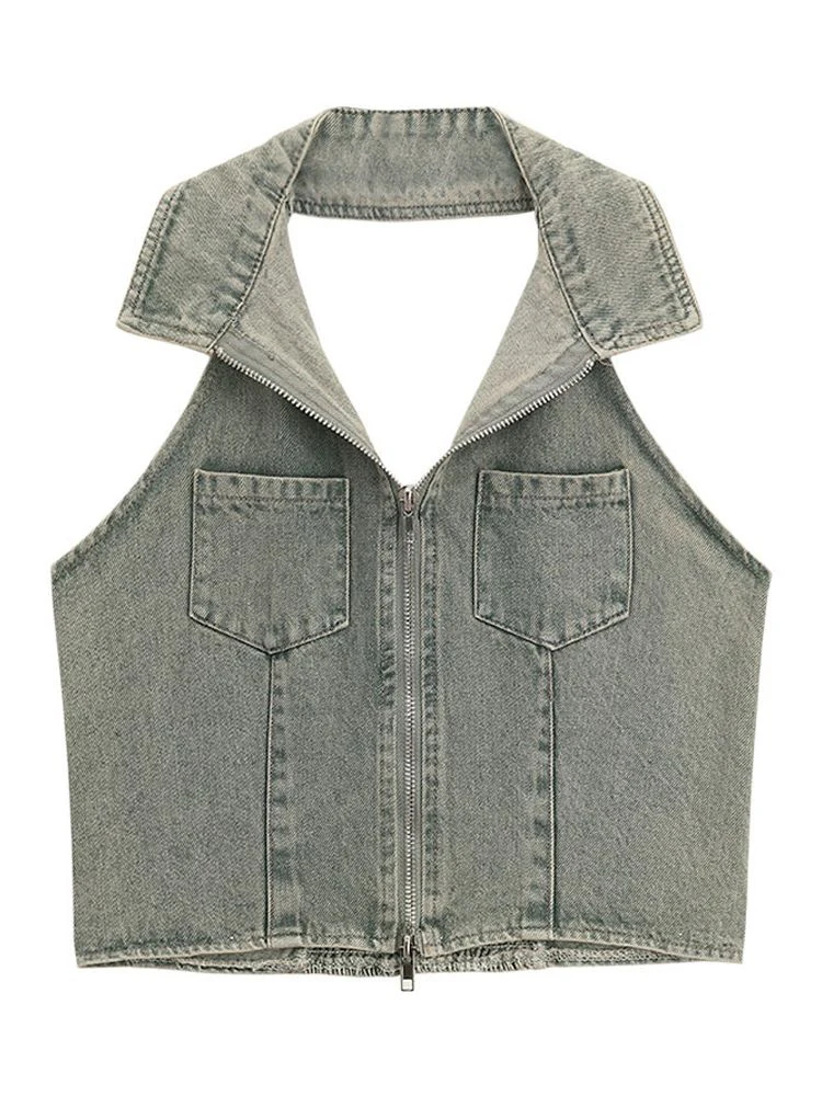 Hot Girl Ne Hanging Svel American Retro Waed Denim Vest Dames Buitenkleding Winter Zorgvuldige Bescherming tegen Blootstelling of Top