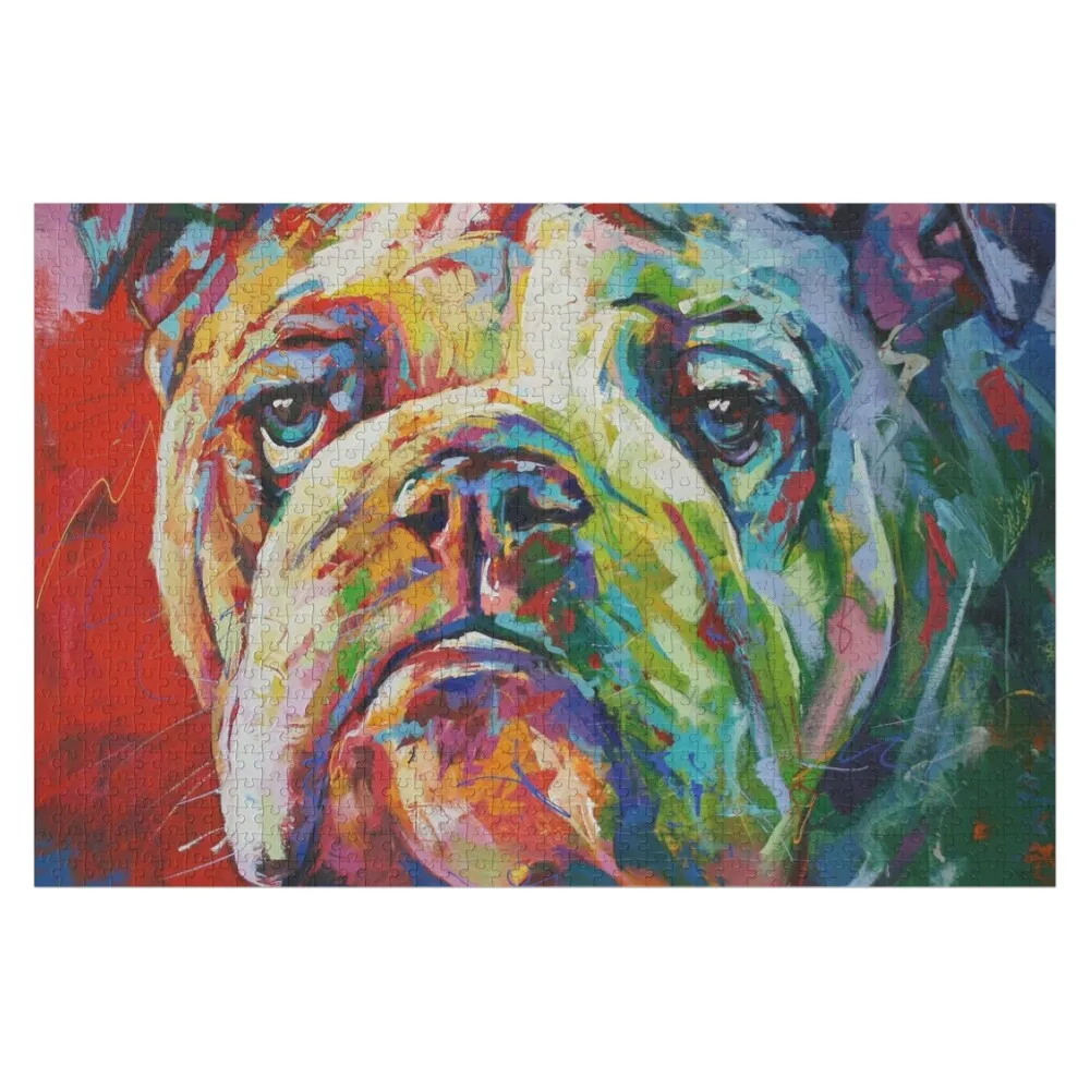 English Bulldog Jigsaw Puzzle Wood Adults Wooden Name Baby Toy Customizable Child Gift Puzzle