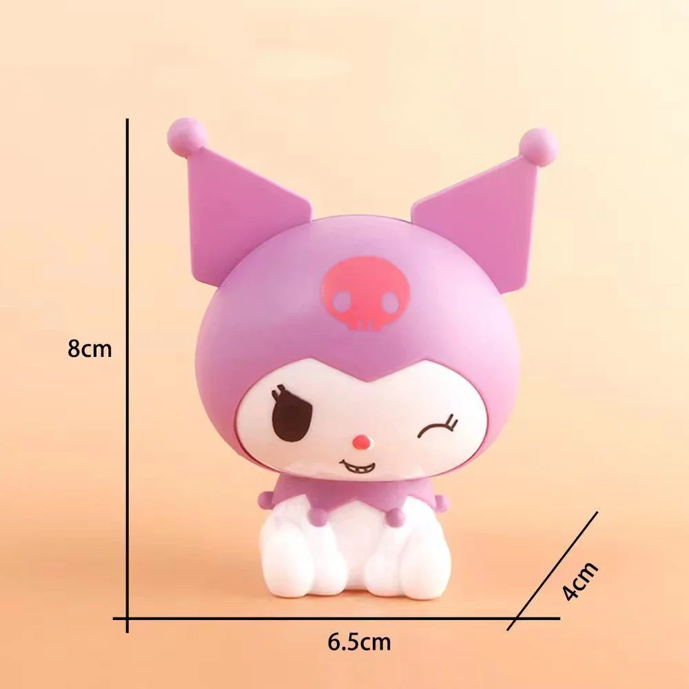 Sanrio 8Cm Figure Anime Kawaii Cinnamoroll Kuromi Hello Kitty Cat Cake Action Collection Christmas Gifts Toys For Children