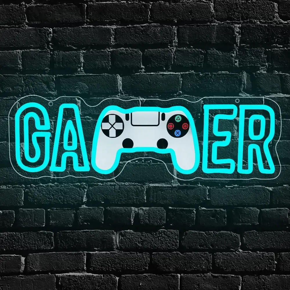 Gamer Neon Sign Gaming Dimmable Neon Sign for Gamer Room Decor Bedroom Wall Decor Party Decorations Teen Boy Gifts USB Powered