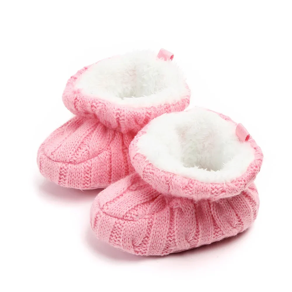 Winter Newborn Baby Cotton Booties Infant Toddler Girls Boys Soft Bottom Snow Boot Shoe Cute Knit Plush Warm Boots 0-18Months