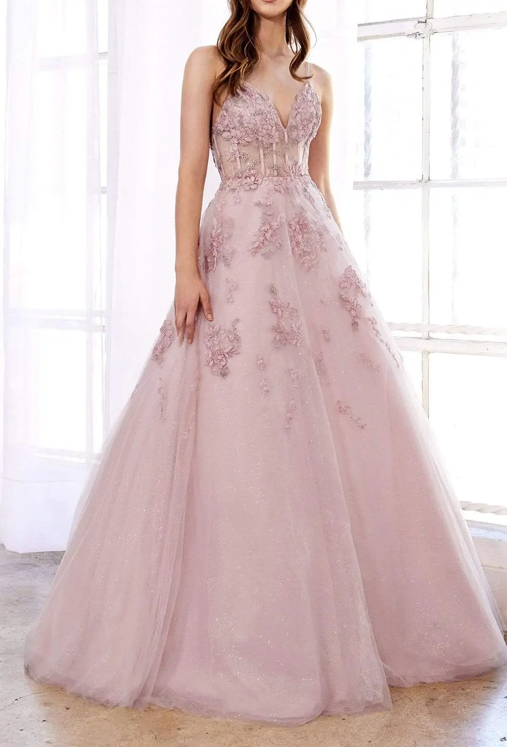 Glitzernde Tüll-Abschlussballkleider für Teenager, Spitzenapplikationen, Perlen, lange Ballkleider, Spaghettiträger, formelle Kleider, Abendkleider