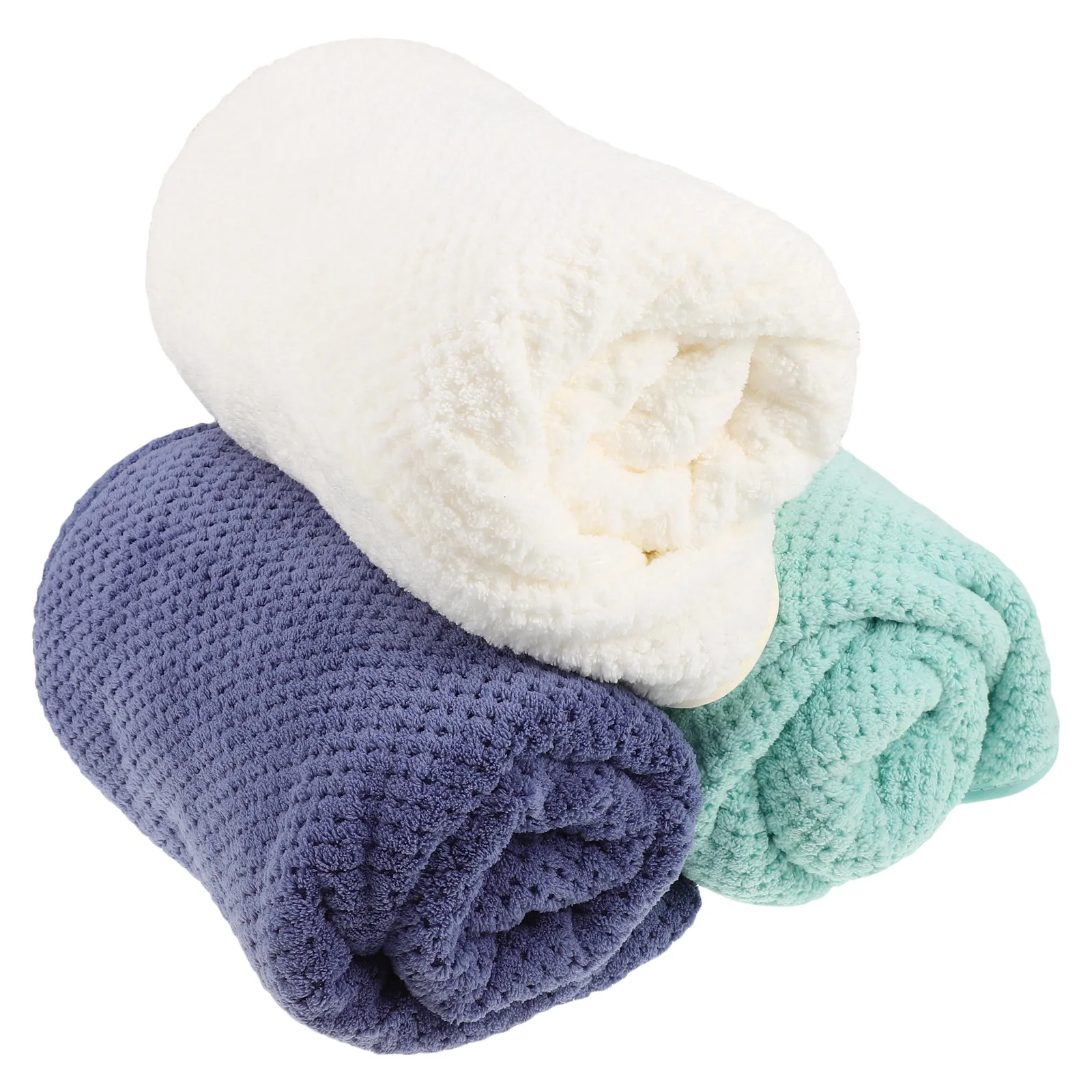 3 Pcs Pretty Towels for Bathroom Green Pattern Coral Fleece Dry Body and Hand Decorative Patterned