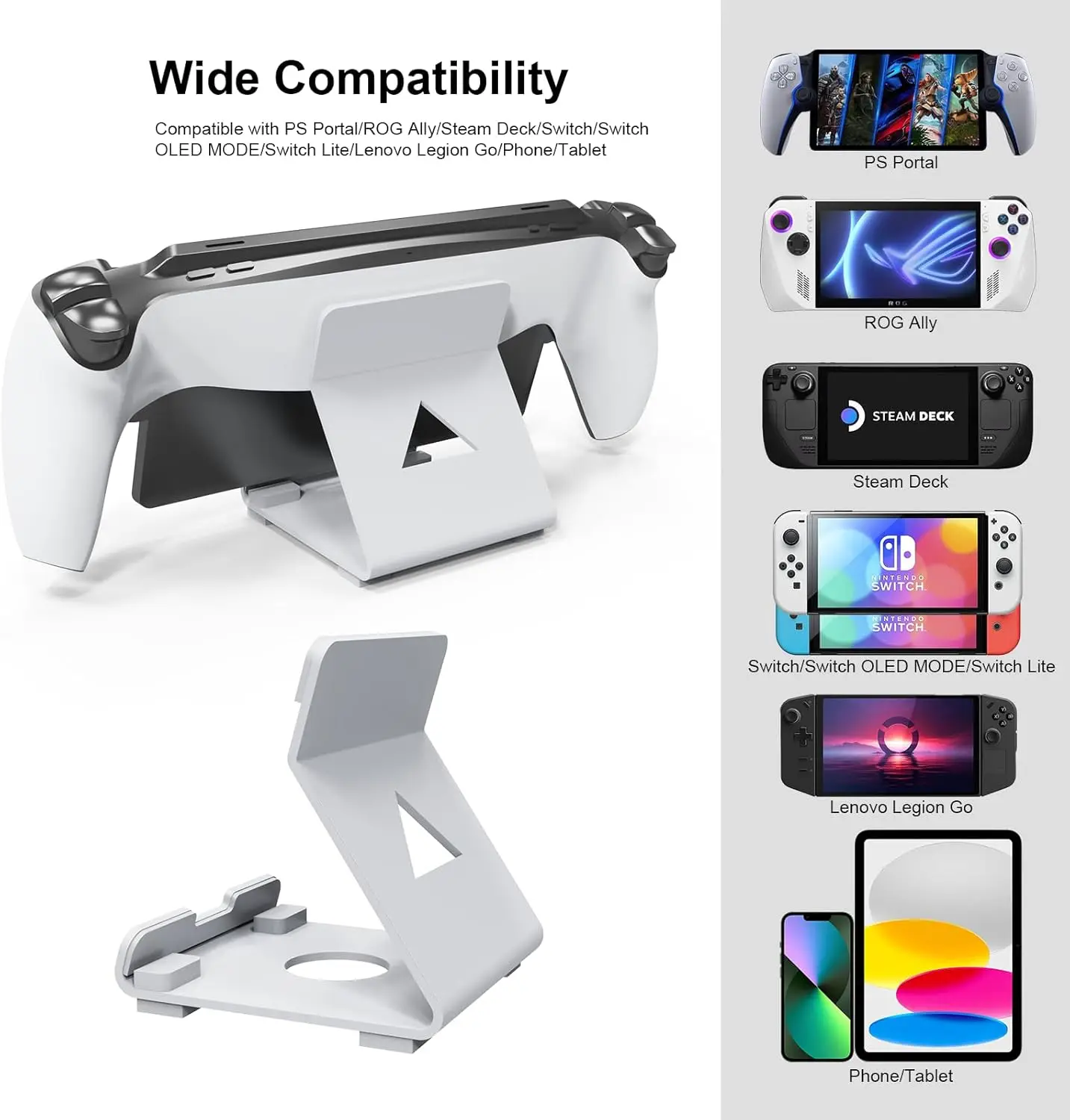 금속 미끄럼 방지 데스크탑 스탠드, PS 5 포털, 스팀 데크, ROG, 스위치, 전화 콘솔용