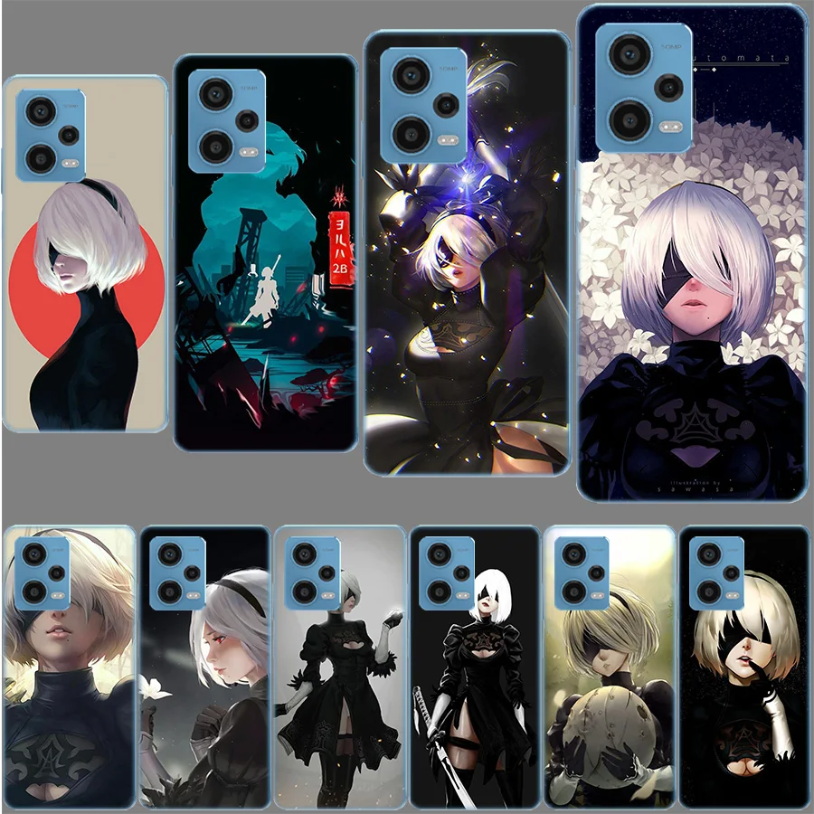 NieR Automata 2B Case for Redmi Note 12 Pro 11 Pro Plus 12S 11S 11T 11E 10 5G 10S 9S 9T 9 8T 8 7 Phone TPU Clear Cover