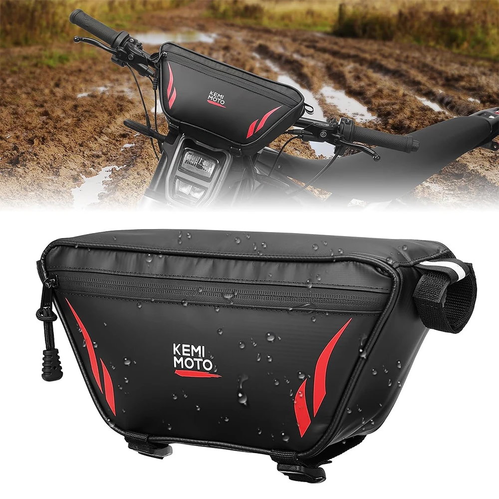 Motorcycle Handlebar Bags PVC Waterproof Front Storage Bag Universal for Dirt Bikes Dual Sport Bikes Scooters Electric Bicycles