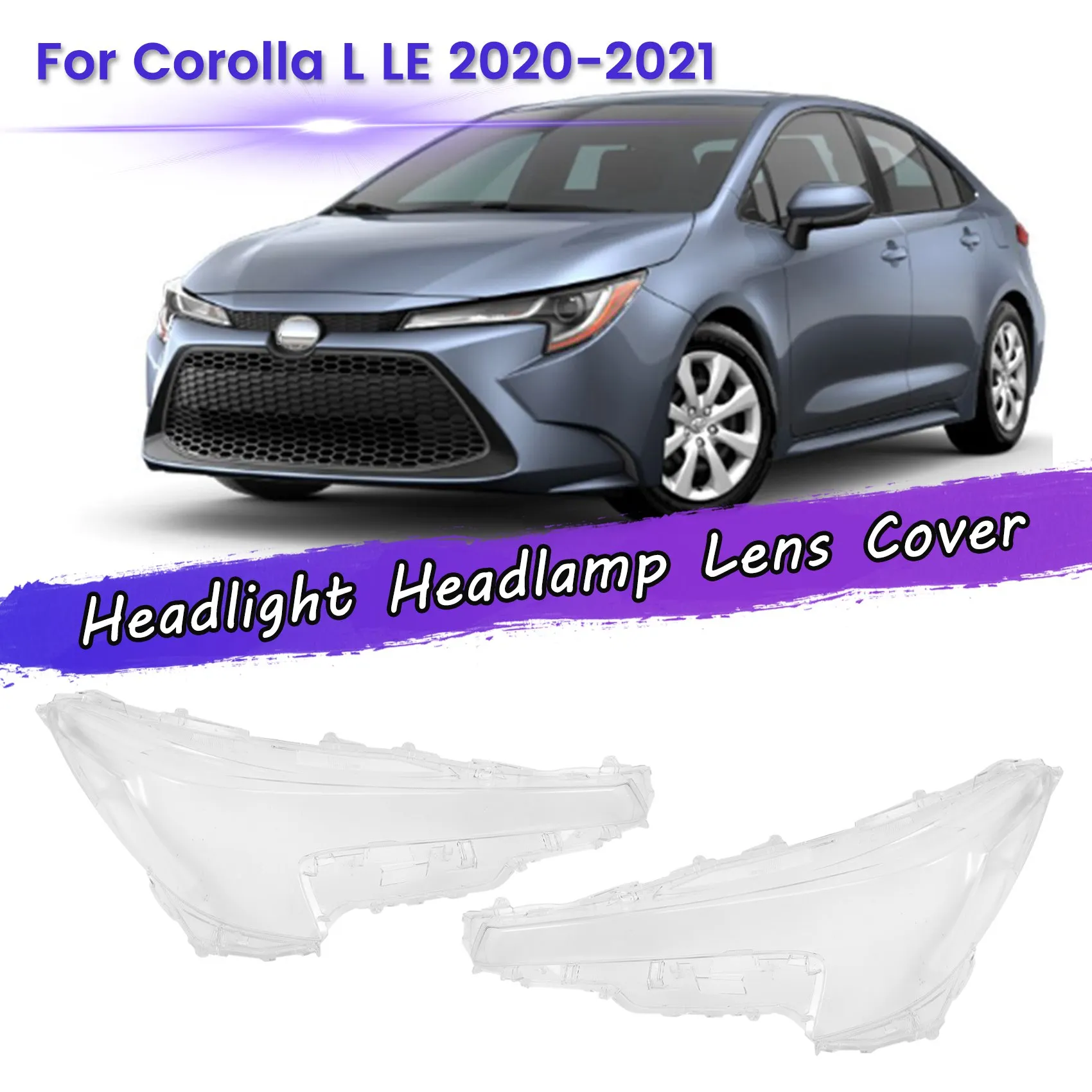 For Toyota Corolla L LE 2020-2021 Right Side Headlight Lens Cover Headlight Shade Shell Light Lens Cover